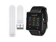 Garmin Vivoactive Smartwatch Bundle - Black w/ Replacement White Strap
