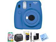 Fujifilm Instax Mini 9 Instant Camera Blue with AA Batteries & Charger Bundle