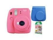 Fujifilm Instax Mini 9 Instant Camera - Flamingo Pink w/ Case + 2-Pack Instant Film