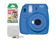 Fujifilm Instax Mini 9 Instant Camera Bundle w/ Case and Film - Cobalt Blue