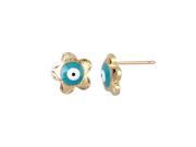 Dlux Jewels GD Blue Blue White Evil Eye with Gold Flower Post Earrings Brass