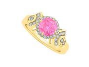 Fine Jewelry Vault UBUNR84053AGVYCZPS Pink Sapphire CZ Ring in 18K Yellow Gold Vermeil 14 Stones