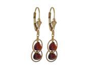 Dlux Jewels Garnet Pear Shape Cubic Zirconia Open 10 mm Braided Ring with 34 mm Long Gold Filled Heart Lever Back Earrings