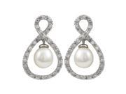 Dlux Jewels Sterling Silver Cubic Zirconia White Pearl Earrings