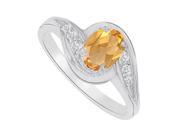 Fine Jewelry Vault UBNR81593W147X5CZCT Citrine CZ Swirl Engagement Ring in 14K White Gold 2 Stones