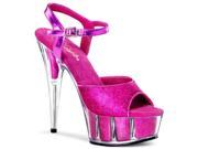 Pleaser DEL609 5G_HP_M 13 1.75 in. Glitter Filled Platform Ankle Strap Sandal Hot Pink Clear Size 13