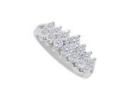 Fine Jewelry Vault UBNR80545W14CZ100 Cluster Pyramid Total Ring in 14K White Gold 14 Stones