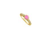 Fine Jewelry Vault UBUNR50458Y14CZPS Pink Sapphire CZ Engagement Ring 14K Yellow Gold 1.25 CT TGW 12 Stones