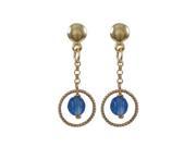 Dlux Jewels Blue Quartz 4 mm Semi Precious Ball with 8 mm Gold Braided Ring Dangling Gold Filled Post Earrings