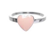 Dlux Jewels Pink Enamel Heart Sterling Silver Ring Size 3
