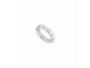 Fine Jewelry Vault UB18WR100D322 101RS6 1 CT Diamond Eternity Band in 18K White Gold First Wedding Anniversary Diamond Bands Size 6