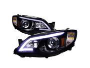 Spec D Tuning 2LHP WRX08G TM Smoke Gloss Black Housing Projector Headlights with LED Day Time Running Light Strip for 08 to 13 Subaru Impreza 11 x 24 x 25 in.