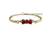 Dlux Jewels Red Enamel Bow Gold Plated Brass Bangle Bracelet 6 in.