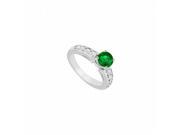 Fine Jewelry Vault UBJS227AW14DERS6 14K White Gold Emerald Diamond Engagement Ring 1.00 CT Size 6