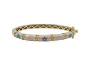 Dlux Jewels 50 mm White Enamel Flower Gold Plated Brass Bangle Multi Color