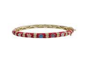 Dlux Jewels Red Enamel Flower Gold Plated Brass Bangle Multi Color