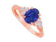 Fine Jewelry Vault UBUNR83932P148X6CZS Oval Shaped Sapphire CZ Designer 14K Rose Gold Ring 6 Stones