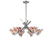 Elk Lights 1475 6CRW 6 Light Chandelier In Polished Chrome And Creme White Glass
