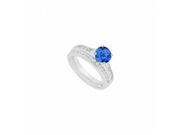 Fine Jewelry Vault UBJS224ABW14DSRS4 14K White Gold Sapphire Diamond Engagement Ring with Wedding Band Set 0.75 CT Size 4