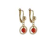 Dlux Jewels Red 4 mm Ball 10 mm Braided Ring Dangling Gold Filled Lever Back Earrings with Ball 20 mm Long