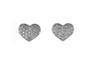 Dlux Jewels Wht Sterling Silver Heart Stud Earrings with Cubic Zirconias