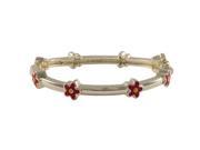 Dlux Jewels 35 in. Brass Gold red Flower Bangle