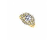Fine Jewelry Vault UBNR83626AGVYCZ CZ 18K Yellow Gold Vermeil Double Halo Engagement Ring