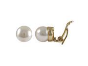 Dlux Jewels White 10 mm Shell Pearl Gold Plated Stud Clip on Earrings