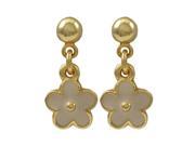 Dlux Jewels Brass Gold Cream Flower Earrings