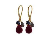 Dlux Jewels Fuschia Semi Precious Stone Gold Plated Sterling Silver Lever Back Earrings 1.25 in.