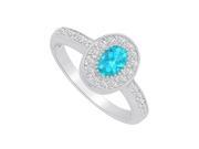 Fine Jewelry Vault UBUNR83376AG7X5CZBT Blue Topaz CZ Halo Engagement Ring 1 CT TGW 8 Stones