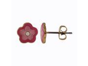 Dlux Jewels Multi Pink Enamel Flower Gold Post Earrings Brass