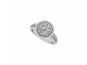 Fine Jewelry Vault UBNR84666W14CZ CZ Halo Engagement Ring in 14K White Gold