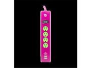JASCO PRODUCTS 25118 4 outlet 2 Usb Power Strip Pink Green