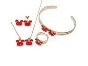 Dlux Jewels Red Gold Brass Bunny Necklace Braclete with Earrings Set