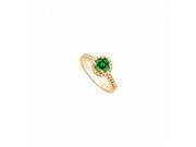 Fine Jewelry Vault UBUNR83499AGVYCZE600 May Birthstone Round Emerald CZ Engagement Ring in 18K Yellow Gold Vermeil 26 Stones