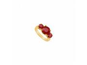Fine Jewelry Vault UBJ210Y14R 101RS7 Three Stone Ruby Ring 14K Yellow Gold 3.00 CT Size 7