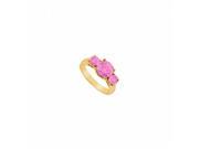 Fine Jewelry Vault UBJ196Y14PS 101RS8.5 Three Stone Pink Sapphire Ring 14K Yellow Gold 1.75 CT Size 8.5