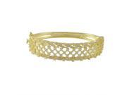 Dlux Jewels Gold Tone Sterling Silver Bangle with White Cubic Zirconias Diamond Filigree Design