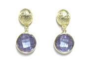 Dlux Jewels 16 mm Gold Plated Brass Earrings with Round Lavender Cubic Zirconia