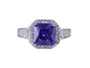 Dlux Jewels Amethyst Amethyst Cubic Zirconia Square Center Stone Surrounded with White Cubic Zirconia Sterling Silver Ring Size 6