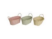 Wald Imports 8588 D4 SP12 Oval Pastel Woven Bamboo Basket Set 9.5 x 5.25 x 3.75 in. Set of 3