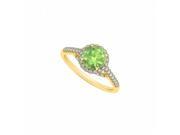 Fine Jewelry Vault UBNR83884Y14CZPR Peridot CZ Specially Designed Beautiful Engagement Ring in 14K Yellow Gold 40 Stones