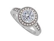 Fine Jewelry Vault UBNR50293AGCZ CZ Halo Engagement Ring in Sterling Silver