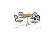 OFM PKG BRK 170 0033 Breakroom Package Featuring 36 in. Square Flip Top Multi Purpose Table with Four Moon Stack Chairs