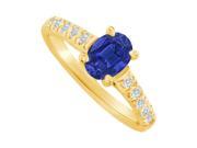 Fine Jewelry Vault UBUNR82901AGVY8X6CZS Oval Sapphire CZ Accent Ring in 18K Yellow Gold Vermeil 10 Stones
