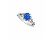 Fine Jewelry Vault UBUNR84630W14CZS Sapphire CZ in Criss Cross Shank Halo Engagement Ring in 14K White Gold 46 Stones