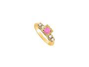 Fine Jewelry Vault UBUNR82058AGVYCZPS Pink Sapphire CZ Ring in 18K Yellow Gold Vermeil 4 Stones
