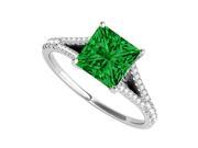 Fine Jewelry Vault UBUNR50660AGCZE May Birthstone Emerald CZ Ring in Sterling Silver 8 Stones