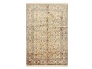 EORC X35981 5.50 x 8.08 ft. Ivory Hand Knotted Silk Kashmir Rug